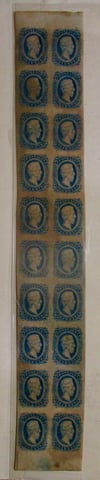 EXTREMELY RARE CONFEDERATE STAMPS STRIP OF 20 UNUSED!  