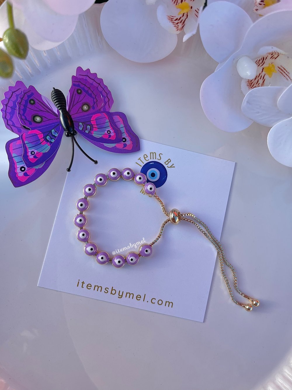 Adjustable Evil Eye Bracelet Purple Items By Mel, Inc.