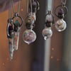 Fae Lucky Charm, Glass Bottle Pendants with Ball Chain - .925 Sterling Silver, Mixed Crystals