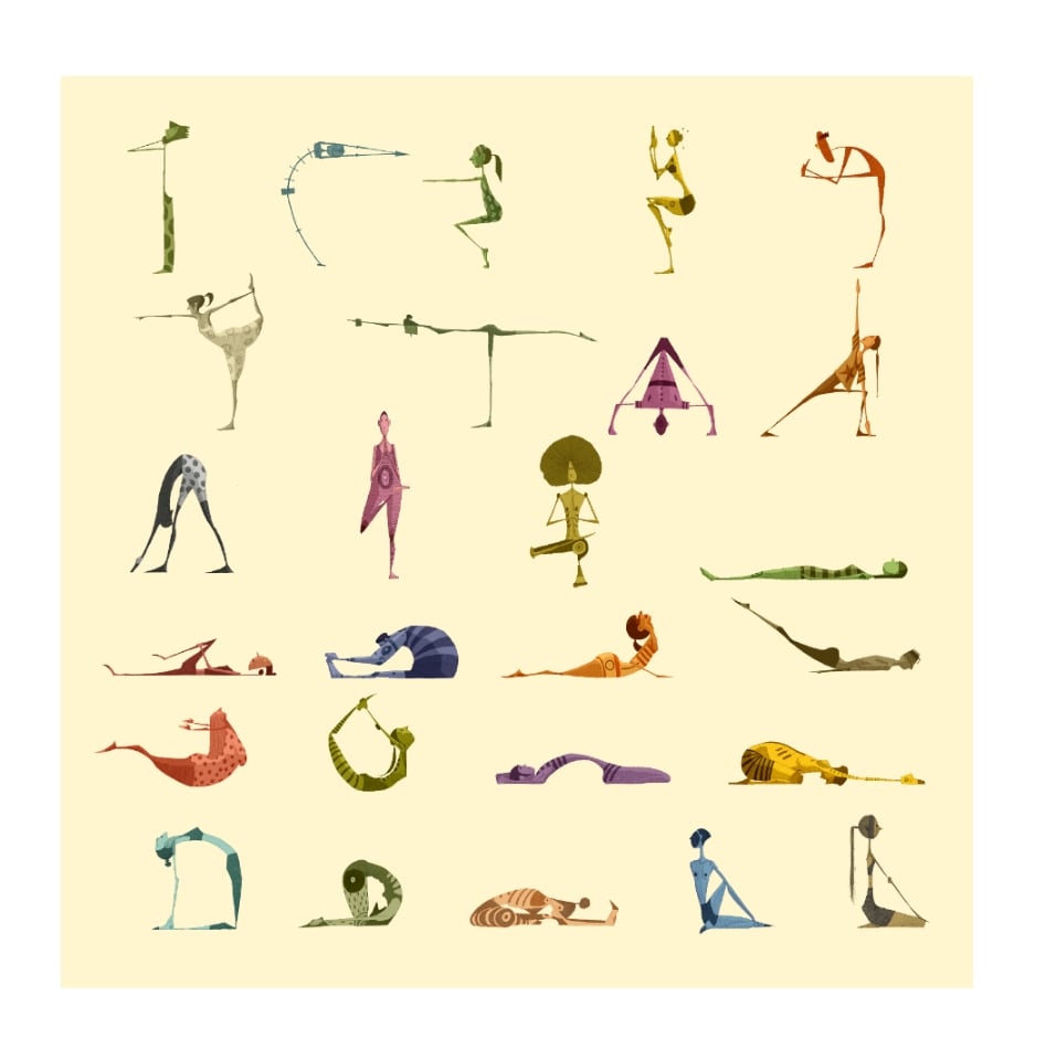 Seamless Pattern With Characters In Yoga Asanas Vector Illustration For  Print Advertisement Banners Stock Illustration - Download Image Now - iStock