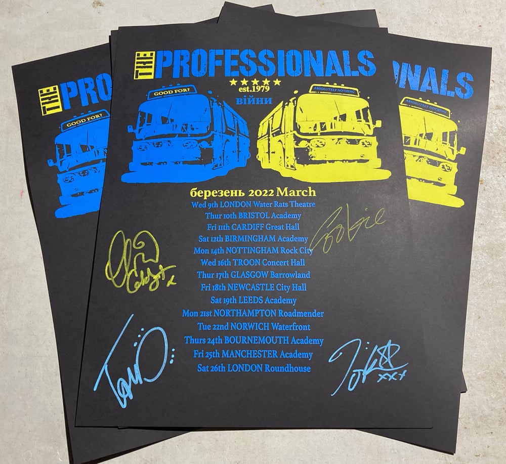 Image of THE PROFESSIONALS  hand signed 'Ukrainian' Tour Poster*