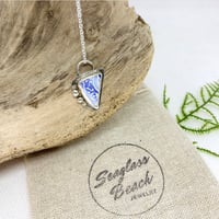Image 1 of STERLING SILVER BEZELED SEA POTTERY w/BUBBLES AND SILVER CHAIN