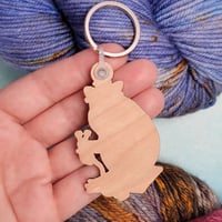 Image 3 of Knitting Javelina Wood Keychain
