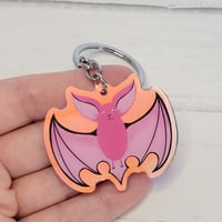 Image 3 of Rainbow Acrylic Pinky Bat Keychain 