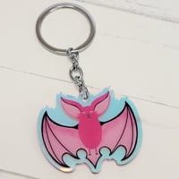 Image 2 of Rainbow Acrylic Pinky Bat Keychain 