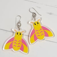 Image 1 of Rosy the Maple Moth Acrylic Earrings 