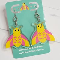 Image 2 of Rosy the Maple Moth Acrylic Earrings 
