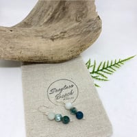 Image 2 of Sterling Silver & Matte Indian Agate Stone Earrings