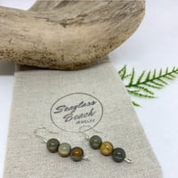 Image 2 of Sterling Silver & Wild Horse Jasper Stone Earrings
