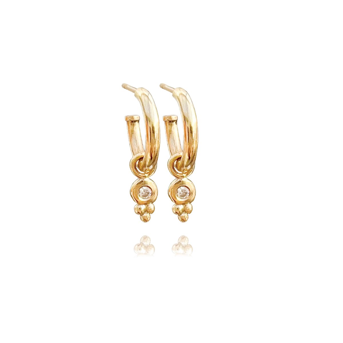 Image of 9ct solid gold & diamond hoops