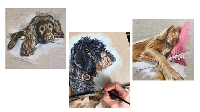 Image of Custom Pet Portrait Painting On Linen Canvas Board