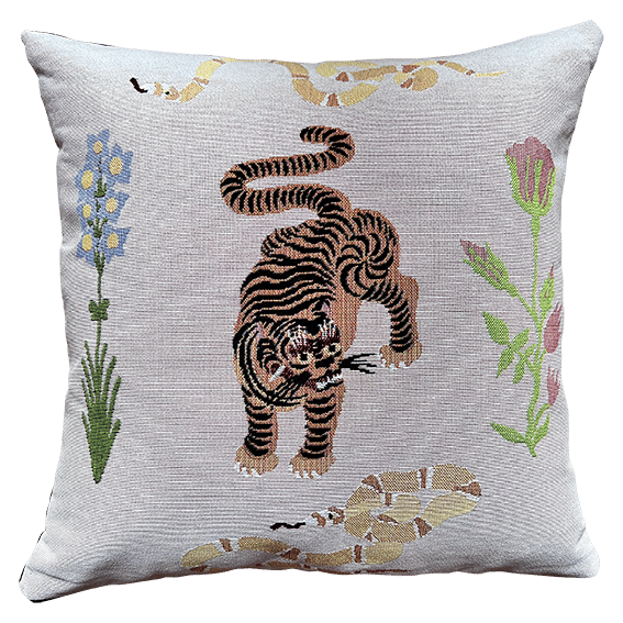 Image of TIGER & SNAKES FLOWERS pillow cover