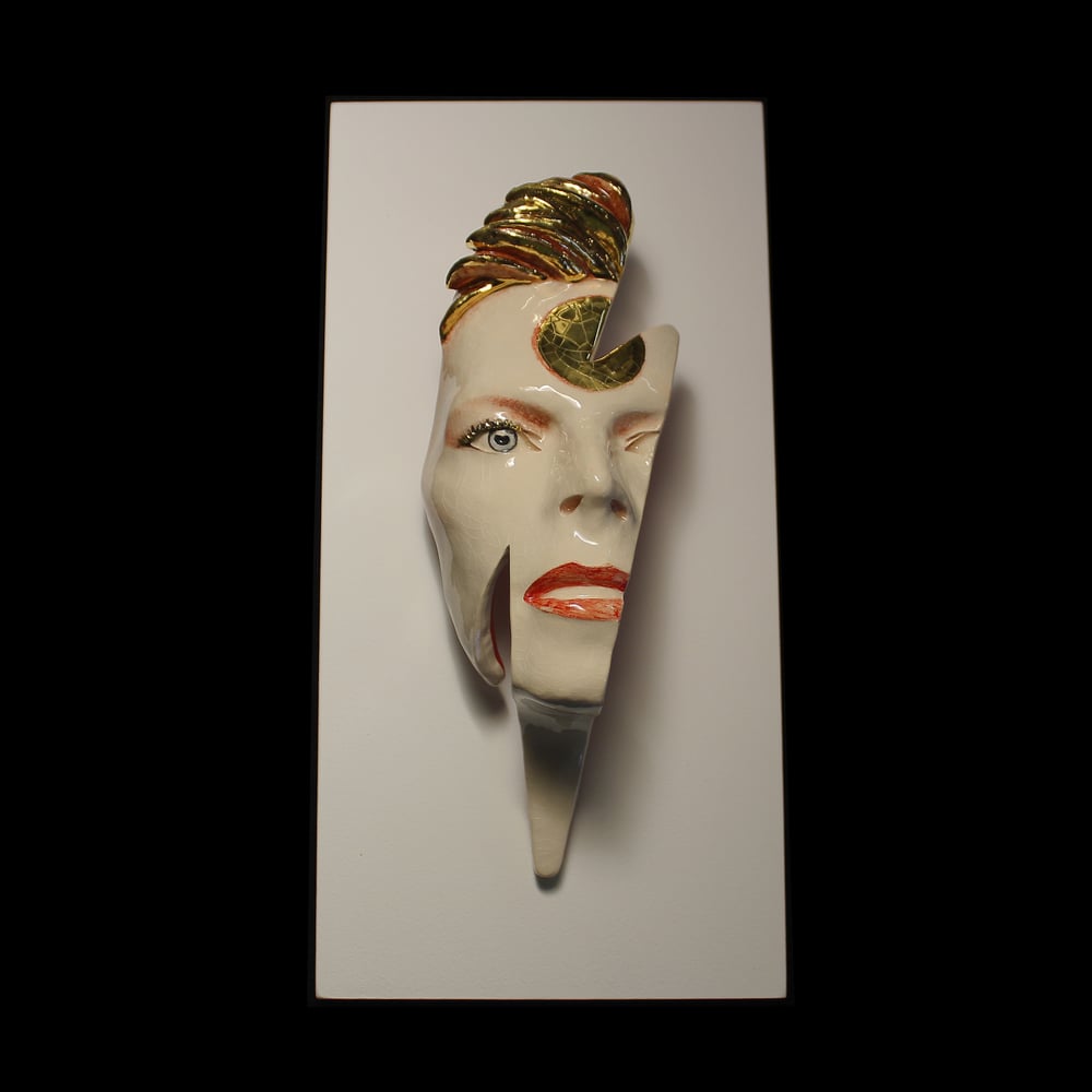 'Ziggy Flash' David Bowie Painted Ceramic Face Sculpture