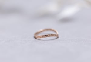 Image of 18ct Rose Gold 2mm Pressed flower wishbone ring