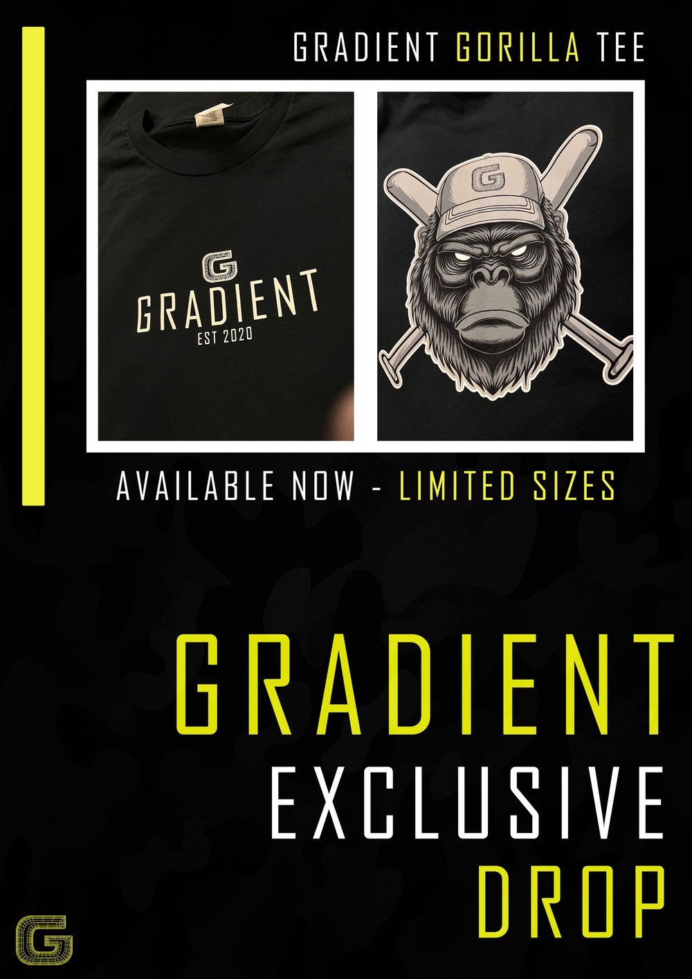 GRADIENT GORILLA TEE BLACK (PRE ORDER) 