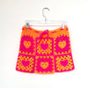 neon heart granny square skirt