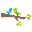 Love Birds Fabric Wall Sticker Decal - Removable and Reusable