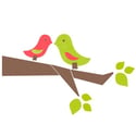 Love Birds Fabric Wall Sticker Decal - Removable and Reusable