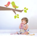 Love Birds Fabric Wall Sticker Decal - Removable and Reusable