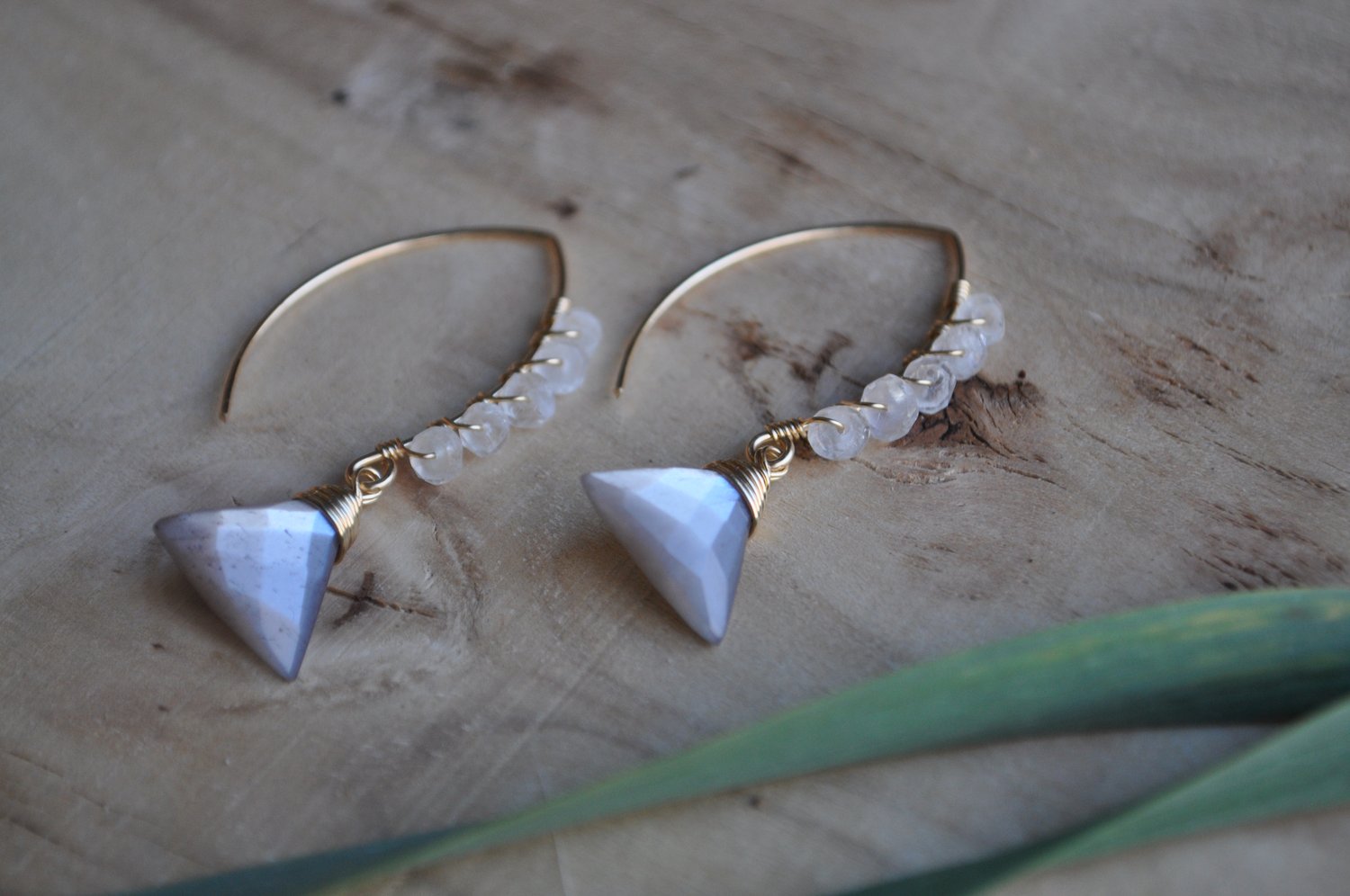 Image of Chocolate Moonstone and Rainbow Moonstone Dangles