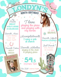 Image 1 of Cowgirl Western Milestone Birthday Poster