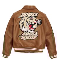 Image 2 of AVIREX SPEED TIGER A-2 LEATHER JACKET IN MOCHA BROWN