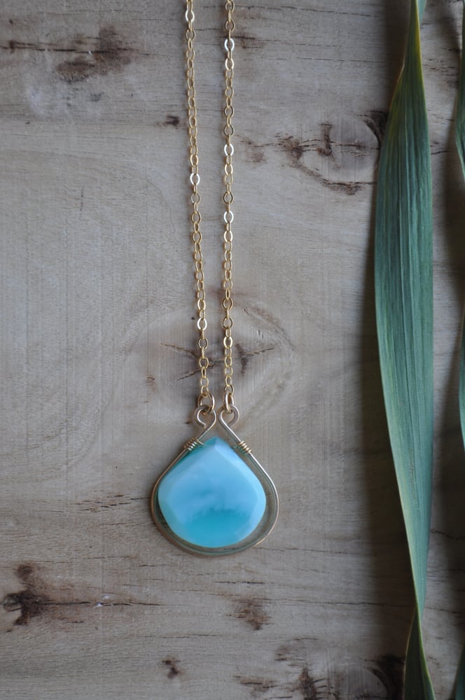 Image of Peruvian Blue Opal Teardrop Necklace