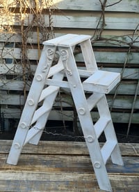 Image 2 of Wooden ladder #Ornament  H-100 white