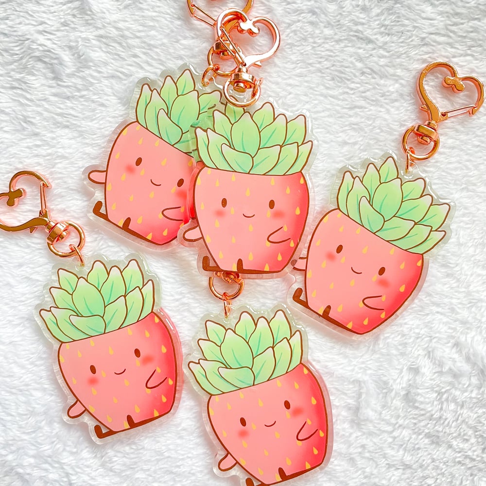 Image of Strawberry Succulent Keychain