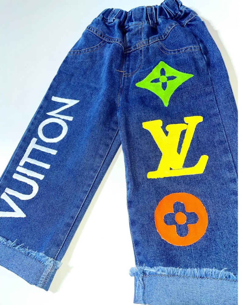 Image of Hand Painted LV Jeans