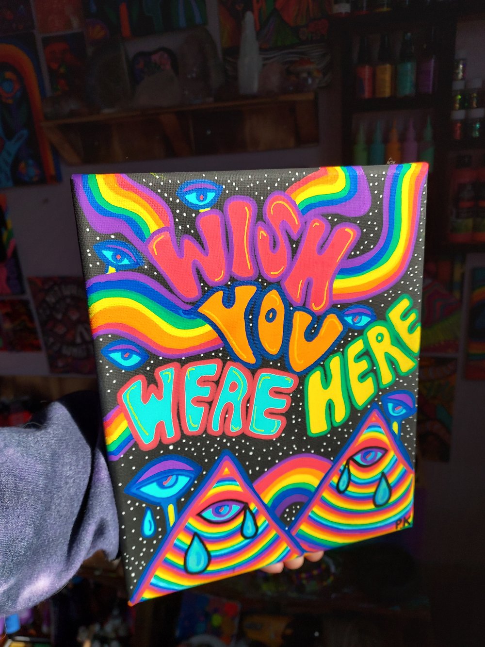 'WISH YOU WERE HERE' painting
