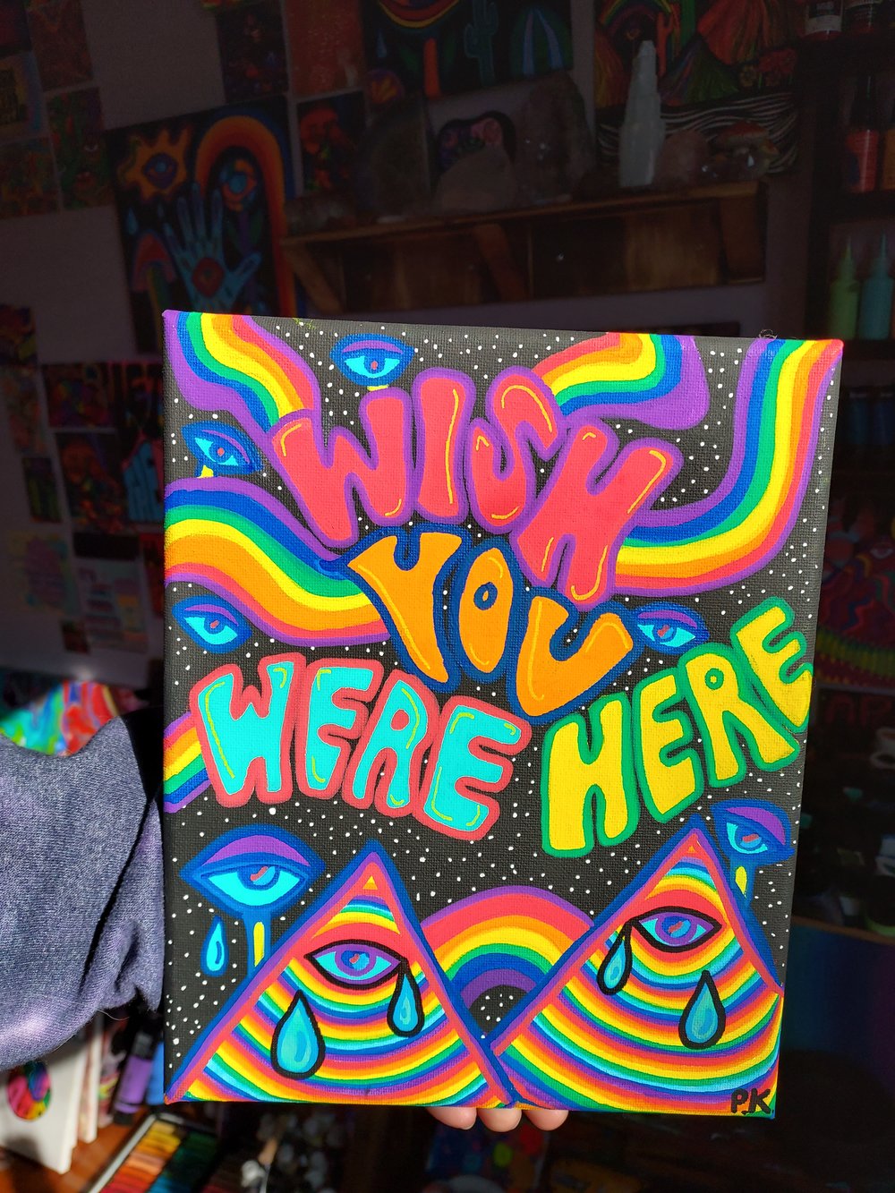 'WISH YOU WERE HERE' painting