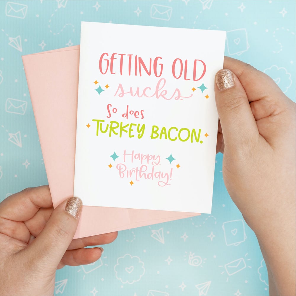 Image of Turkey Bacon Birthday Card