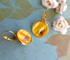 Honey Bees Abuzz Lever Back Earrings – Repurposed Recycled from a Honeycomb Candy Tin
