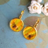 Honey Bees Abuzz Lever Back Earrings – Repurposed Recycled from a Honeycomb Candy Tin