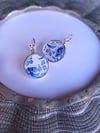 Delft Blue Vintage Tin Lever Back Earrings – Repurposed Recycled from a Vintage Cookie Tin