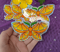 Image 2 of Orange Moth Holographic Sticker