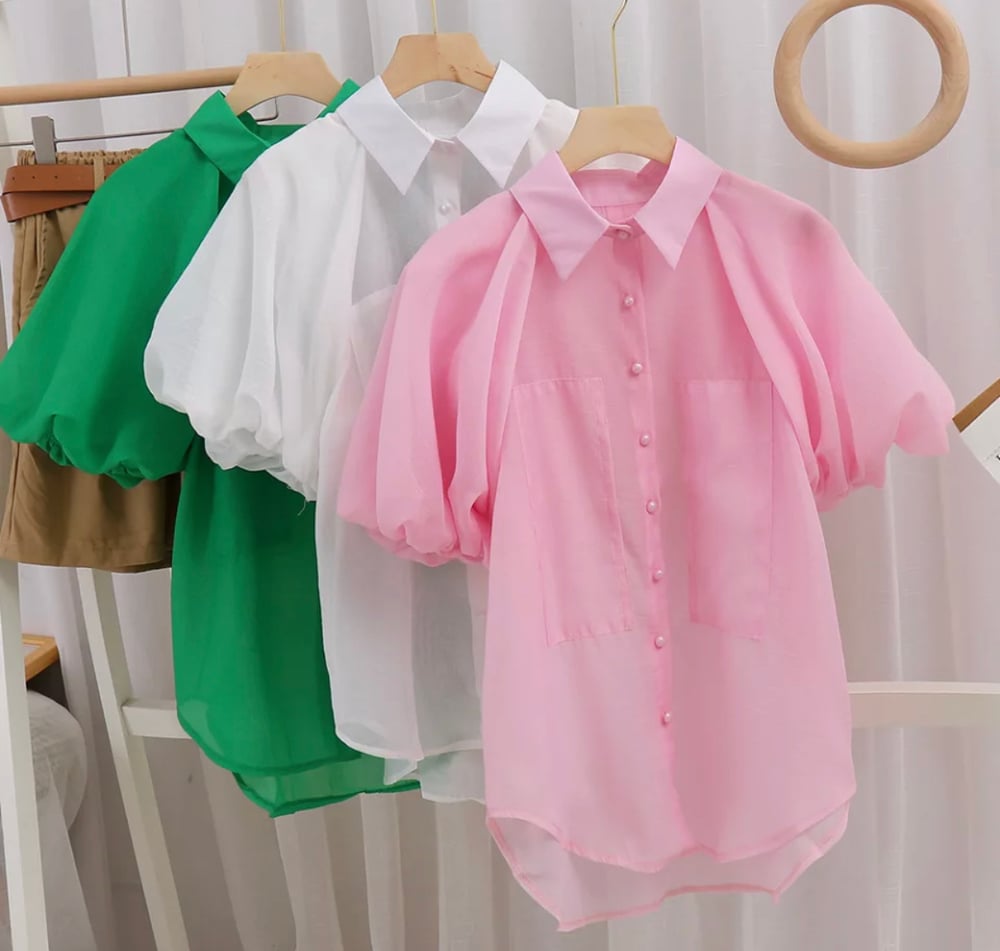 Image of Oversized Puff Sleeve Shirt