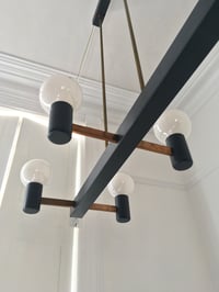 Image 2 of Mid-Century Architectural Chandelier with Brass Details (Reserved)