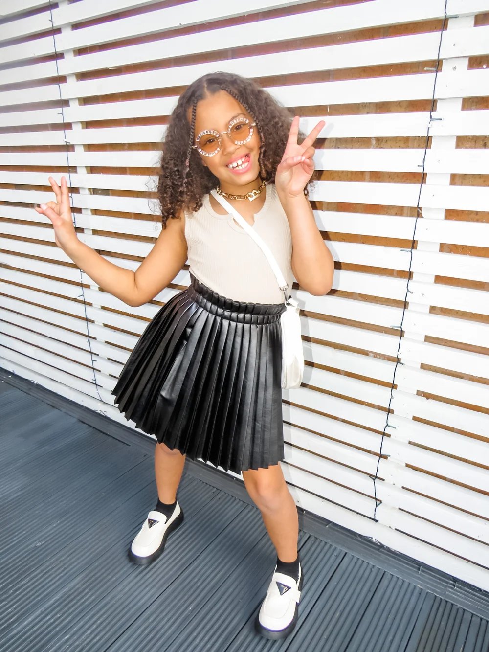 Image of Leather Pleated Skirts