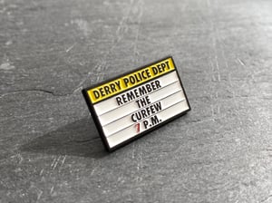 IT inspired "Derry Curfew" soft enamel pin badge