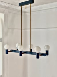 Image 1 of Mid-Century Architectural Chandelier with Brass Details (Reserved)