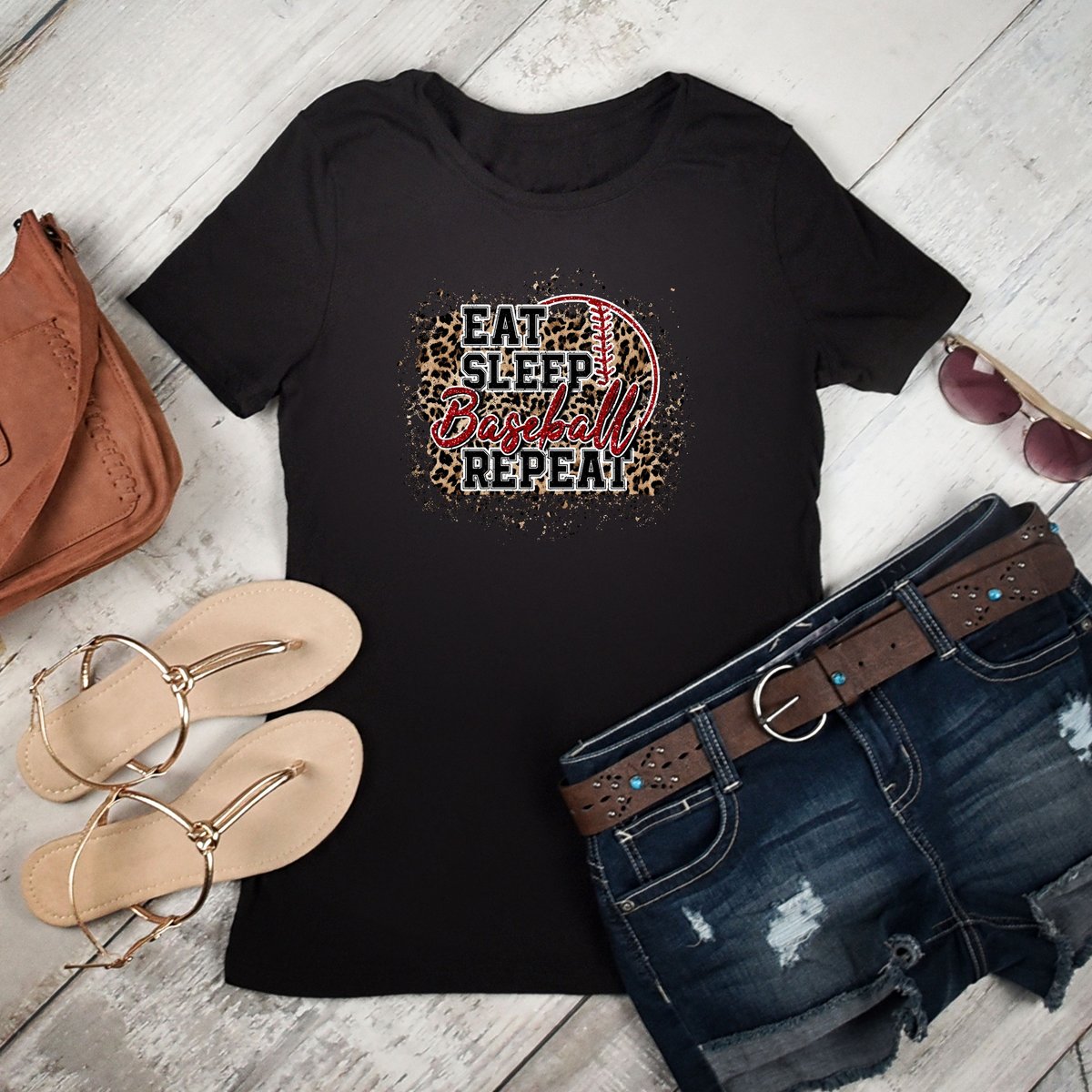 Image of Baseball Repeat Leopard Tee