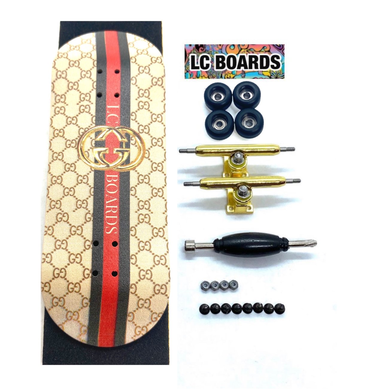 LC BOARDS FINGERBOARD 98X34 COMPLETE Designer GRAPHIC WITH FOAM GRIP