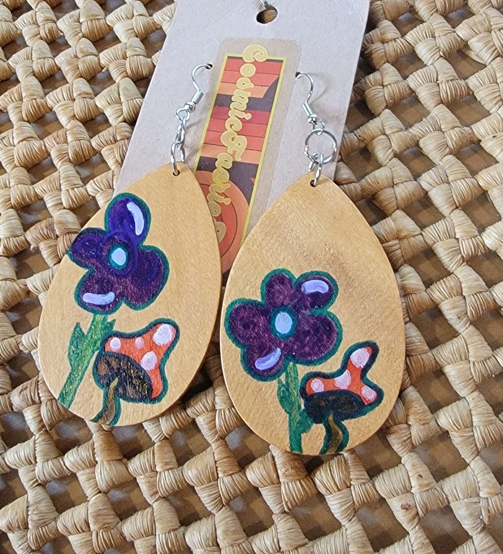 Image of Flower mush painted earrings
