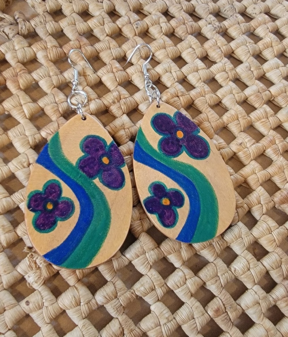 Image of Flower power painted earrings 