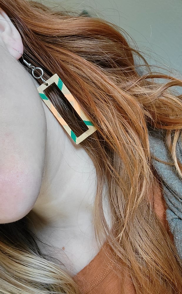 Image of Not square painted earrings 