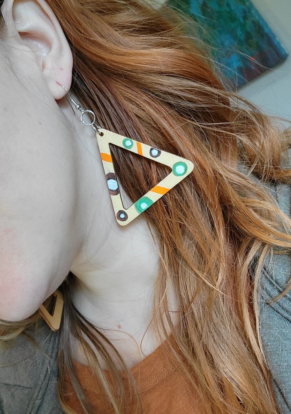 Image of Funky triangle painted earrings