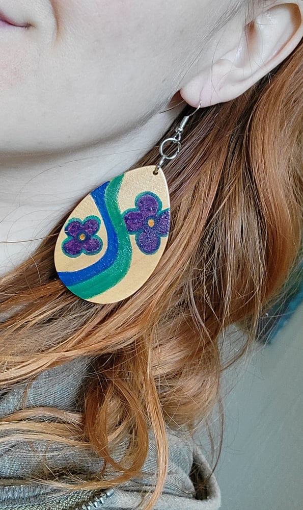 Image of Flower power painted earrings 