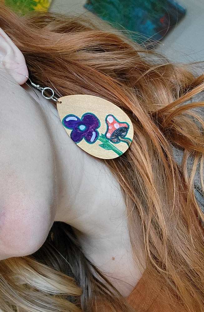 Image of Flower mush painted earrings